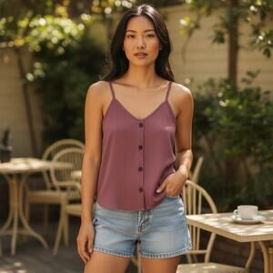 ADARA Top Halter Babydoll Y2K SZ LG USA Burnt Umber 90's Retro Boho Peasant